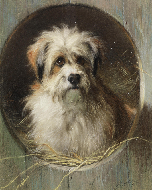 Dog oil painting